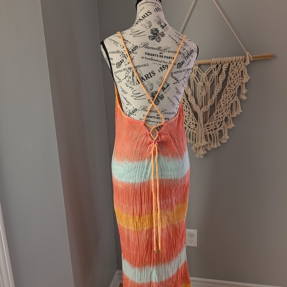 Aerie Multicolor Tie-Dye Maxi Dress Tie Back Swim Cover Beach Medium - Picture 3 of 7